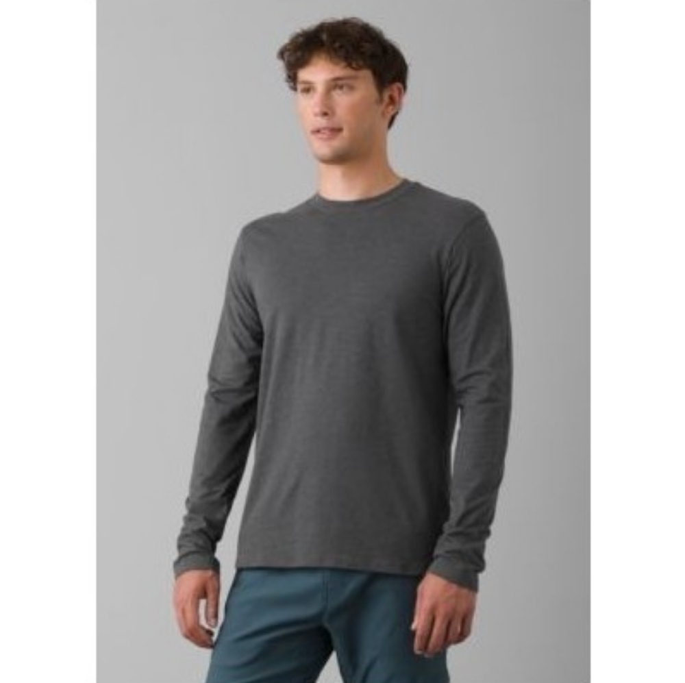 prAna Charcoal Long Sleeve Crewneck Tee XST Unisex Genderless Organic Cotton NWT